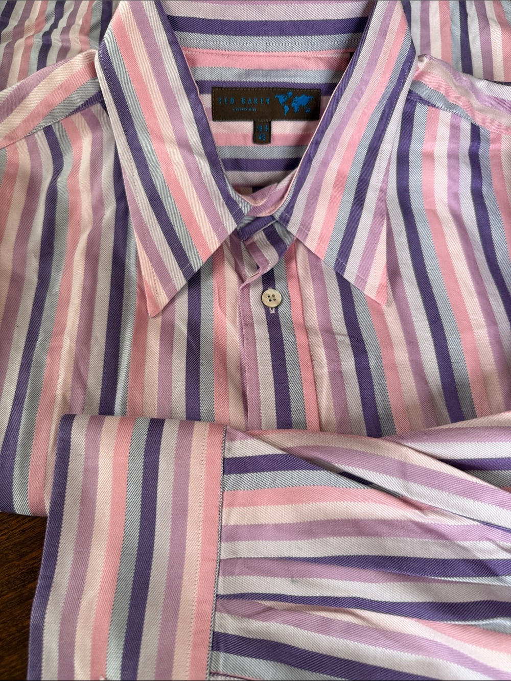Ted Baker Men's Pink & Purple Stripe long sleeve Dress Shirt size 16,5 /42